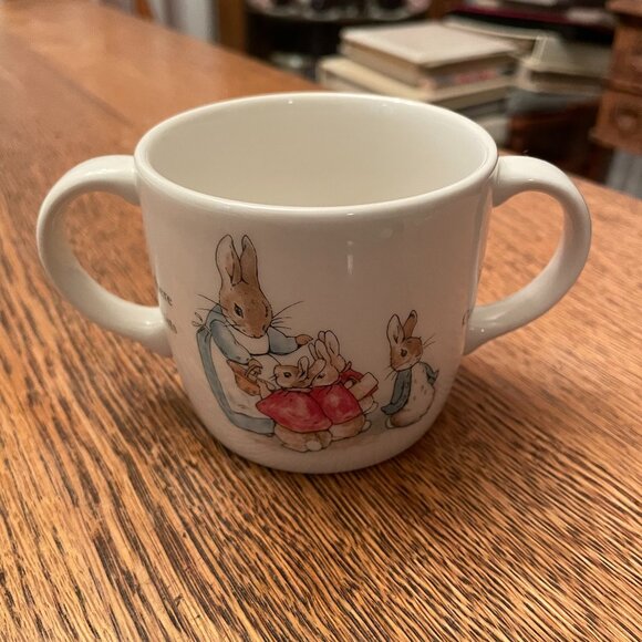 Vintage Wedgwood Peter Rabbit Two-Handled Bone China Coffee Cup Mug - Picture 1 of 7